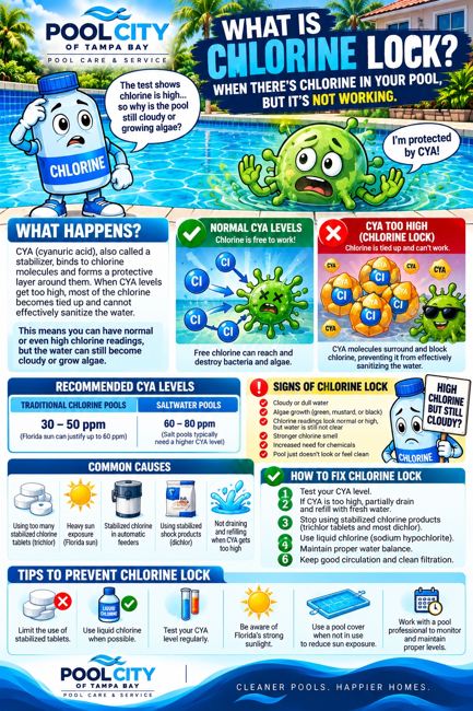 Pool City educational infographic: Chlorine Lock
