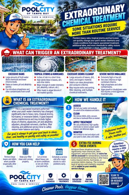 Pool City educational infographic: Extraordinary Chemical Treatment