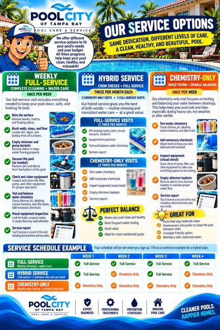 Pool City educational infographic: Our Service Options