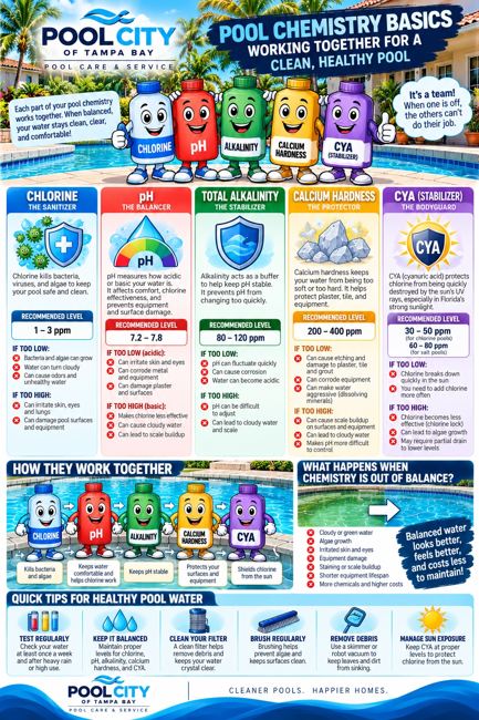 Pool City educational infographic: Pool Chemistry Basics